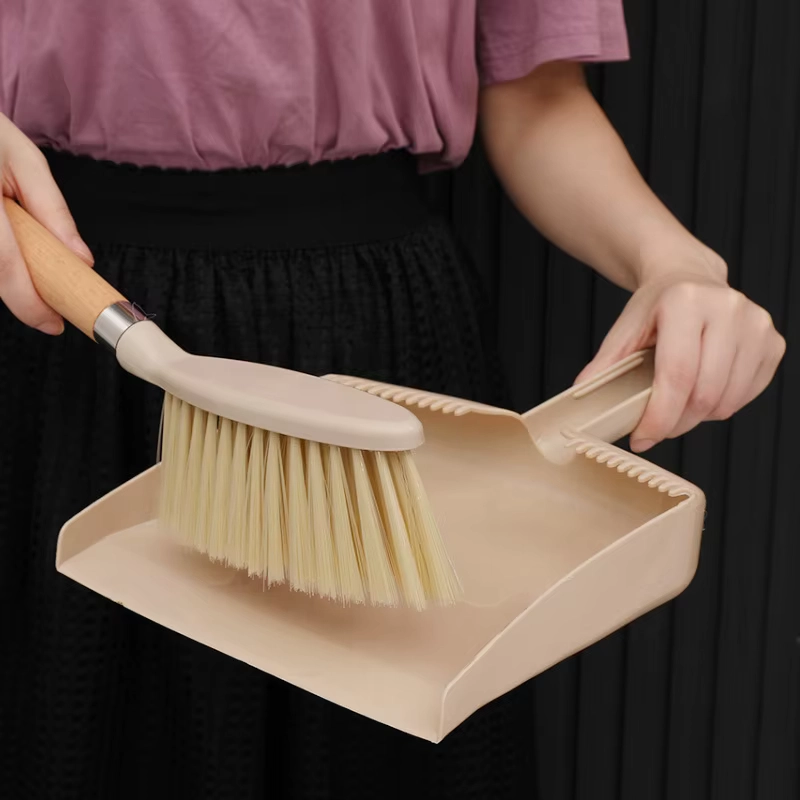 Wood Handle Broom and Dustpan Set